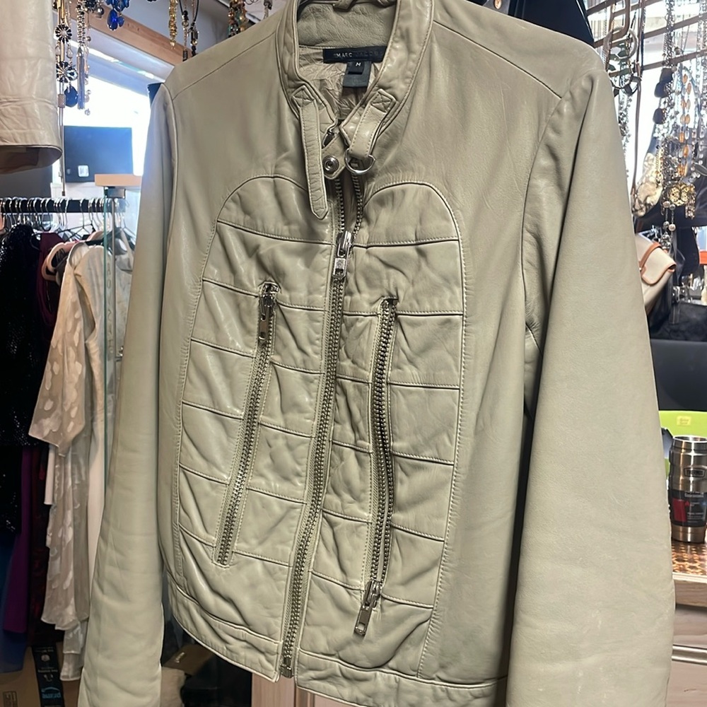Beige Marc Jacob’s leather jacket.